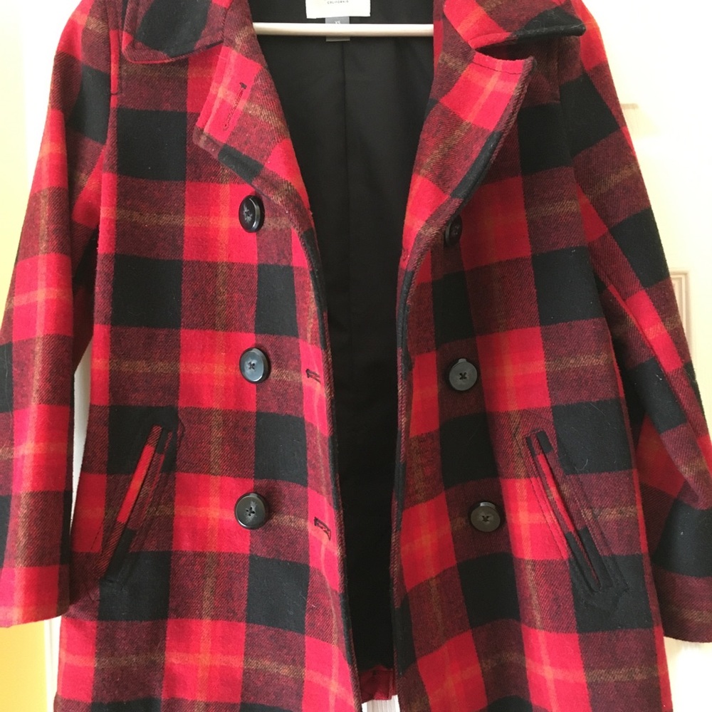 NWOT Plaid Pea Coat - Picture 10 of 16